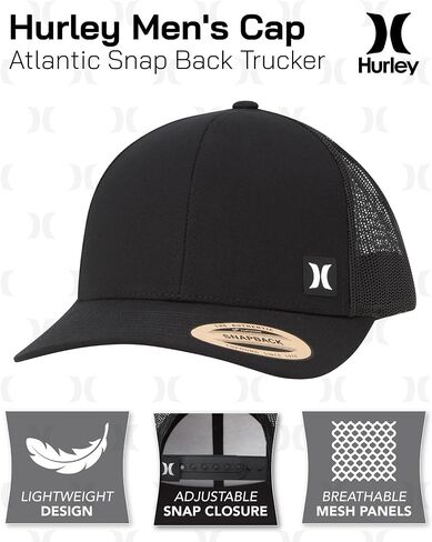 Hurley Men's Caps - Atlantic Mesh Baseball Cap Trucker - Snap Back Hats for Men in Saudi Arabia