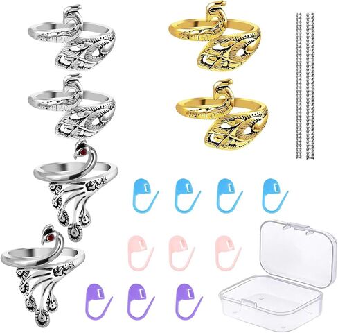 Suiduosd 6 Pack Adjustable Crochet Yarn Tension Ring with 10pcs Stitch Markers，20pcs Crochet Stitch Markers Ring,Crochet Ring for Finger Yarn Guide for Hand Weaving in Saudi Arabia
