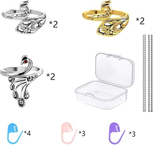 Suiduosd 6 Pack Adjustable Crochet Yarn Tension Ring with 10pcs Stitch Markers，20pcs Crochet Stitch Markers Ring,Crochet Ring for Finger Yarn Guide for Hand Weaving in Saudi Arabia