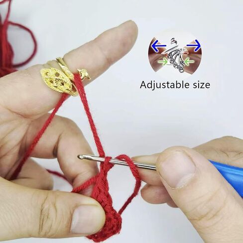 Suiduosd 6 Pack Adjustable Crochet Yarn Tension Ring with 10pcs Stitch Markers，20pcs Crochet Stitch Markers Ring,Crochet Ring for Finger Yarn Guide for Hand Weaving in Saudi Arabia