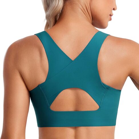 حمالة صدر رياضية للسيدات من CRZ YOGA Flex Sculpt Racerback - رقبة على شكل حرف U مبطنة عالية التأثير، حمالة صدر لاسلكية مضغوطة للجري في صالة الألعاب الرياضية in Kuwait