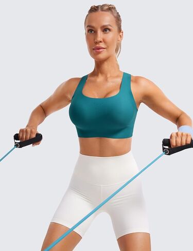 حمالة صدر رياضية للسيدات من CRZ YOGA Flex Sculpt Racerback - رقبة على شكل حرف U مبطنة عالية التأثير، حمالة صدر لاسلكية مضغوطة للجري في صالة الألعاب الرياضية in Kuwait