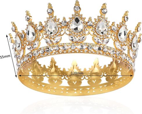 Vinjewelry Full Round Girls Bridal Crown Crystal Baroque Tiaras Sparkly Rhinestone Princess Carnival Headdress Jewelry Queen Costume Wedding Prom Birthday Pageant Party Hair Accessories in Kuwait