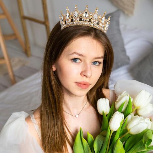 Vinjewelry Full Round Girls Bridal Crown Crystal Baroque Tiaras Sparkly Rhinestone Princess Carnival Headdress Jewelry Queen Costume Wedding Prom Birthday Pageant Party Hair Accessories in Kuwait