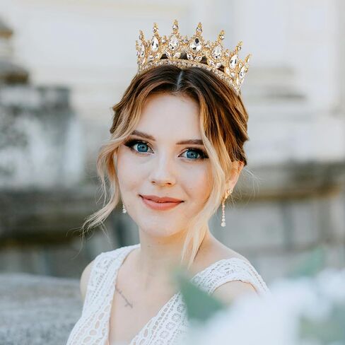 Vinjewelry Full Round Girls Bridal Crown Crystal Baroque Tiaras Sparkly Rhinestone Princess Carnival Headdress Jewelry Queen Costume Wedding Prom Birthday Pageant Party Hair Accessories in Kuwait