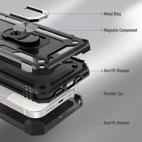 TILL for iPhone 13 Pro Max Full Coverage Heavy Duty Shockproof Phone Case Cover Built in Rotable Magnetic Ring Holder Kickstand with Holster Belt Swivel Clip for iPhone 13 Pro Max [Black] in Saudi Arabia