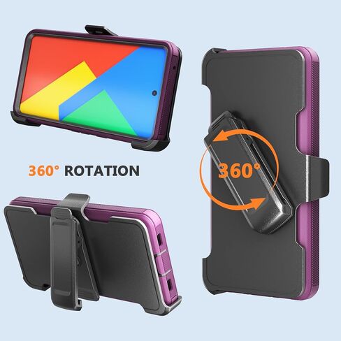 Designed for Google Pixel 7 Pro Case with Belt Clip & Kickstand, Full-Body Triple Layers Rugged Case for Pixel 7 Pro 5G 6.7 inch Phone (Purple+Black) in Saudi Arabia