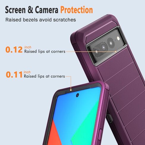 Designed for Google Pixel 7 Pro Case with Belt Clip & Kickstand, Full-Body Triple Layers Rugged Case for Pixel 7 Pro 5G 6.7 inch Phone (Purple+Black) in Saudi Arabia