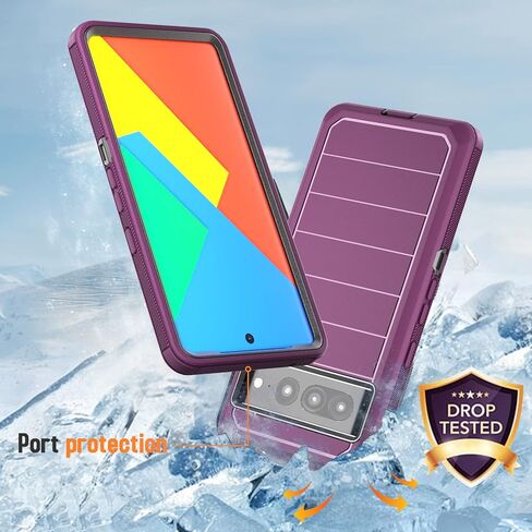 Designed for Google Pixel 7 Pro Case with Belt Clip & Kickstand, Full-Body Triple Layers Rugged Case for Pixel 7 Pro 5G 6.7 inch Phone (Purple+Black) in Saudi Arabia