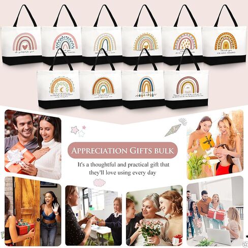 Silkfly 30 Pcs Appreciation Gifts Canvas Tote Bag for Women, Thank you Inspirational Bag for Teacher Coworker in Saudi Arabia