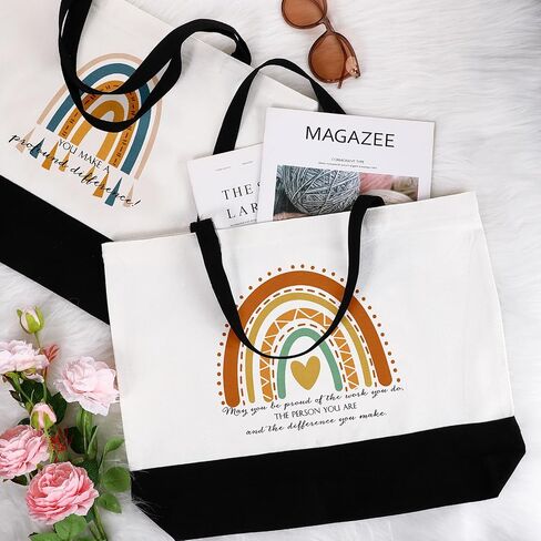 Silkfly 30 Pcs Appreciation Gifts Canvas Tote Bag for Women, Thank you Inspirational Bag for Teacher Coworker in Saudi Arabia
