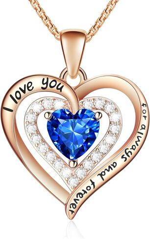 قلادة جوهرة الميلاد من الفضة الإسترليني عيار 925 للنساء العصرية، مجوهرات الزوجة من الذهب الوردي، قلادات صديقة مطلية بالذهب الأبيض عيار 18 قيراط، مجوهرات I Love You الذهبية لأمي الجدة، هدايا عيد ميلاد الأم لعيد الحب in Kuwait