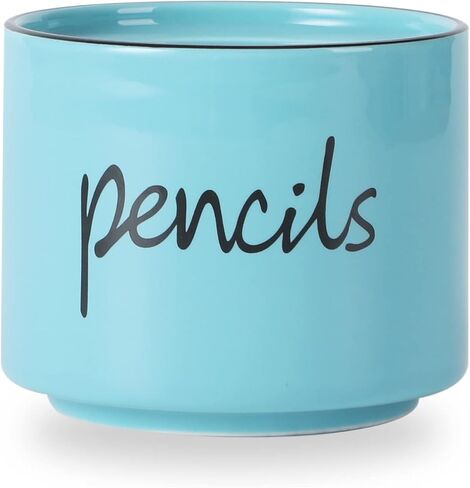 حامل أقلام رصاص للمكتب، حامل أكواب أقلام رصاص من السيراميك، منظم مكتب أكواب أقلام الرصاص، منظم أقلام ديكور مكتب (فيروزي) in Kuwait