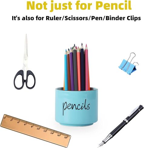 حامل أقلام رصاص للمكتب، حامل أكواب أقلام رصاص من السيراميك، منظم مكتب أكواب أقلام الرصاص، منظم أقلام ديكور مكتب (فيروزي) in Kuwait