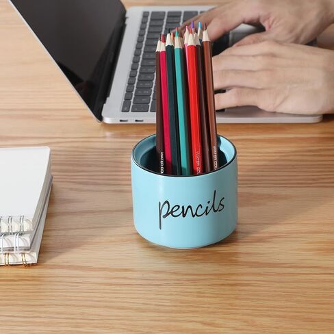 حامل أقلام رصاص للمكتب، حامل أكواب أقلام رصاص من السيراميك، منظم مكتب أكواب أقلام الرصاص، منظم أقلام ديكور مكتب (فيروزي) in Kuwait