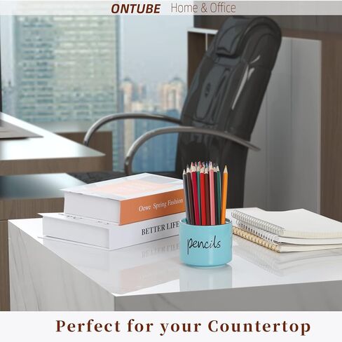 حامل أقلام رصاص للمكتب، حامل أكواب أقلام رصاص من السيراميك، منظم مكتب أكواب أقلام الرصاص، منظم أقلام ديكور مكتب (فيروزي) in Kuwait