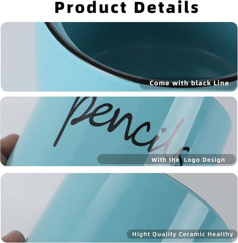 حامل أقلام رصاص للمكتب، حامل أكواب أقلام رصاص من السيراميك، منظم مكتب أكواب أقلام الرصاص، منظم أقلام ديكور مكتب (فيروزي) in Kuwait