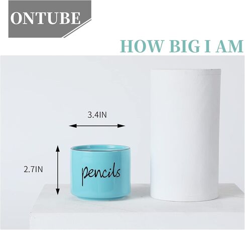 حامل أقلام رصاص للمكتب، حامل أكواب أقلام رصاص من السيراميك، منظم مكتب أكواب أقلام الرصاص، منظم أقلام ديكور مكتب (فيروزي) in Kuwait