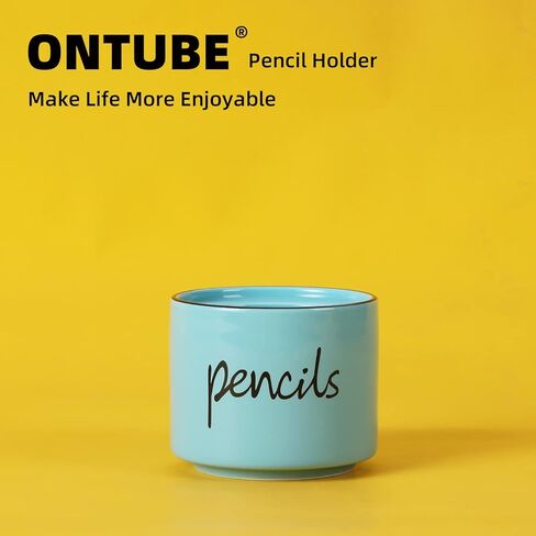 حامل أقلام رصاص للمكتب، حامل أكواب أقلام رصاص من السيراميك، منظم مكتب أكواب أقلام الرصاص، منظم أقلام ديكور مكتب (فيروزي) in Kuwait