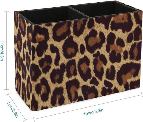 حامل قلم رصاص بنمط الفهد الرائع من الجلد حاوية القلم واللوازم المكتبية منظم صندوق الأدوات المكتبية لتزيين المكتب والمنزل والمدرسة in Kuwait