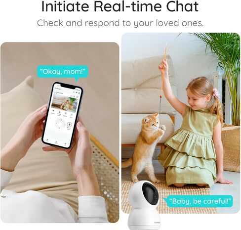 كاميرا 2K للحيوانات الأليفة، كاميرا أمان داخلية، كاميرا للأطفال، كاميرا للكلاب، كاميرا ذكية مع تطبيق الهاتف 2.4 جيجا هرتز/5 جيجا، كاميرا واي فاي 360 درجة، صوت ثنائي الاتجاه، رؤية ليلية، كشف وتتبع الحركة بالذكاء الاصطناعي in Kuwait
