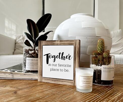 Inspirational Wood Signs, Box Wood Plaques Desk Décor, Kitchen Decor, Plaque with Saying, Table Decor Art, Rustic Home Decor, Family Sign, Farmhouse Decor, Together is Our Favorite Place to Be in Saudi Arabia
