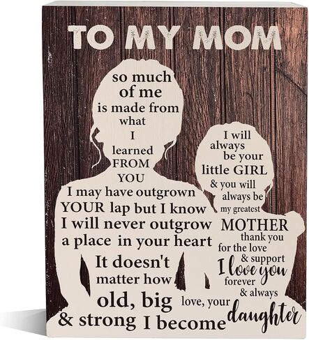 Mom Wooden Box Sign Gift to My Mom I Will Always Be Your Little Girl Wood Block Tabletop Sign Desk Sign Home Shelf Wall Decor 5.8 X 7.8 Inches in Saudi Arabia