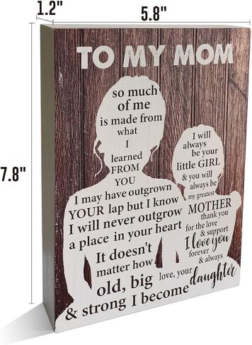 Mom Wooden Box Sign Gift to My Mom I Will Always Be Your Little Girl Wood Block Tabletop Sign Desk Sign Home Shelf Wall Decor 5.8 X 7.8 Inches in Saudi Arabia
