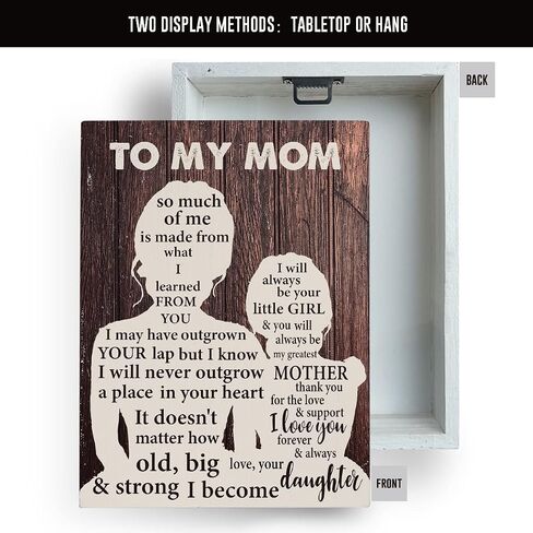 Mom Wooden Box Sign Gift to My Mom I Will Always Be Your Little Girl Wood Block Tabletop Sign Desk Sign Home Shelf Wall Decor 5.8 X 7.8 Inches in Saudi Arabia