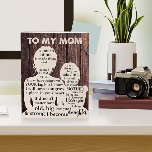 Mom Wooden Box Sign Gift to My Mom I Will Always Be Your Little Girl Wood Block Tabletop Sign Desk Sign Home Shelf Wall Decor 5.8 X 7.8 Inches in Saudi Arabia