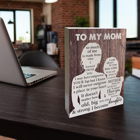 Mom Wooden Box Sign Gift to My Mom I Will Always Be Your Little Girl Wood Block Tabletop Sign Desk Sign Home Shelf Wall Decor 5.8 X 7.8 Inches in Saudi Arabia