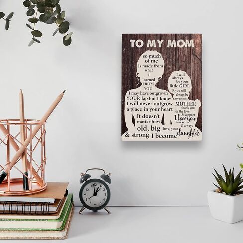 Mom Wooden Box Sign Gift to My Mom I Will Always Be Your Little Girl Wood Block Tabletop Sign Desk Sign Home Shelf Wall Decor 5.8 X 7.8 Inches in Saudi Arabia
