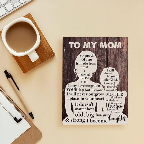 Mom Wooden Box Sign Gift to My Mom I Will Always Be Your Little Girl Wood Block Tabletop Sign Desk Sign Home Shelf Wall Decor 5.8 X 7.8 Inches in Saudi Arabia