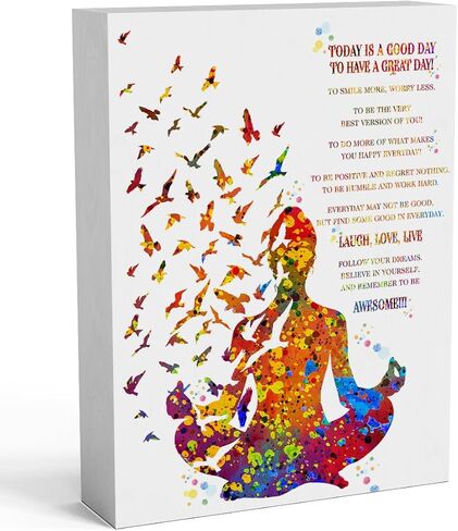 علامة صندوق خشبي اقتباس تحفيزي مقاس 15.24 × 20.32 سم، اليوم هو يوم جيد لقضاء يوم رائع، علامة صندوق خشبي، ديكور مكتبي، لوحة ريفية لرف الحائط، ديكور الطاولة، مكتب المنزل in Kuwait