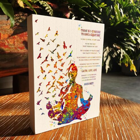 علامة صندوق خشبي اقتباس تحفيزي مقاس 15.24 × 20.32 سم، اليوم هو يوم جيد لقضاء يوم رائع، علامة صندوق خشبي، ديكور مكتبي، لوحة ريفية لرف الحائط، ديكور الطاولة، مكتب المنزل in Kuwait