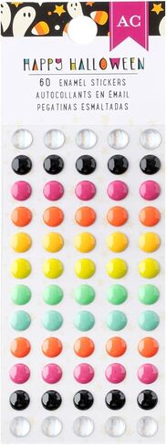 American Crafts Happy Halloween Enamel Stickers, 60 Piece, Sticker Arts Crafts Supplies Scrapbooking Stamping Spooky October Haloween Stickers Stickers for Kids Stickers for Crafting DIY Stickers in Kuwait