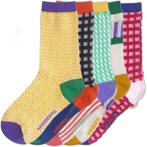 Kazons Crew Socks Women 5 Pairs Cute OneSize Yoga Cotton Crew Socks Casual Vintage Patterned Colorful Knit Gifts