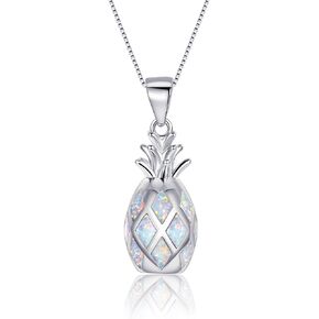 EVER FAITH Women's Dainty Opal Tropical Pineapple Choker Necklace Cute Fruit Pendant Jewelry for Women