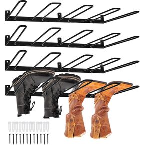4 Pack Boot Rack Wader Hangers Wall Mount Holds 8 Pairs Boot Organizer Hanging Metal Tall Boot Holder for Cowboy Garage Boot Storage Closet Entryway Outdoor Drying
