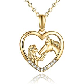 14k Yellow Gold Horse Pendant Necklace Gifts for Women, Gold Chain Length 18" in Kuwait