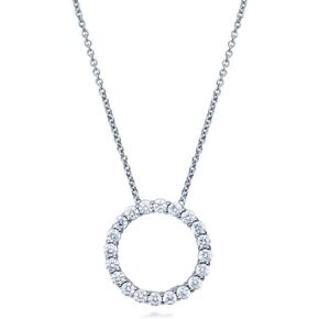 BERRICLE Sterling Silver Open Circle Cubic Zirconia CZ Pendant Necklace for Women, Rhodium Plated