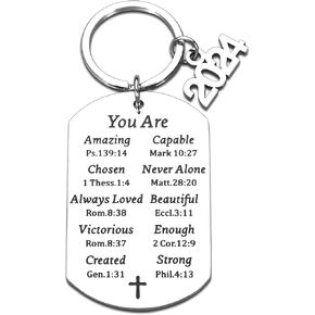 SYGUNAR Christian Class of 2024 Gifts Bible Verses Keychain Religious Gifts for Women Men Graduation First Communion Baptism Confirmation Gifts for Her Him Birthday Easter Gifts for Boys Girls