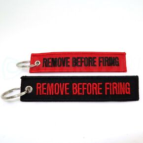 Remove Before Firing Keychain - Black & Red COMBO - 2pcs