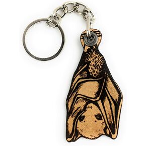 ForLeatherMore - Bat Cutout - Genuine Leather Keychain - Wildlife Key Fobs, Brown, Tan, 1 Size in Kuwait