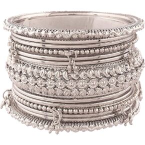 I Jewels Traditional Silver Plated Bangles for Women (ADB153)
