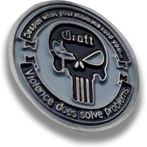 Commemorating Skull Pin Lapel "despite what your mama told you... violence does solve problems"