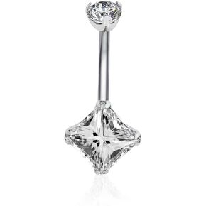 ZYTAIJEW ASTM F136 10mm Belly Bars G23 Titanium 14G Round/Triangle/Rhombus/Heart CZ/Ball Belly Navel Rings Cubic Zirconia Belly Button Ring in Kuwait