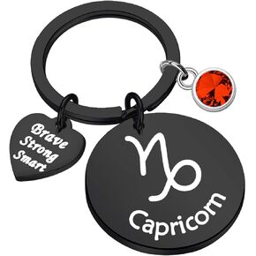 bobauna 12 Zodiac Constellation Black Keychain Birthstone Horoscope Jewelry Astrology Gift For Family Friend