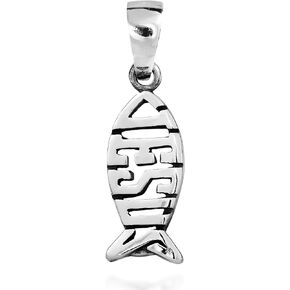 AeraVida Jesus Fish Ichthys Christian Symbol .925 Silver Pendant or Charm
