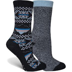 Columbia Women's Lounge Crop Gripper Aztec Crew Sock 2 Pair, Navy, Women's 4-10